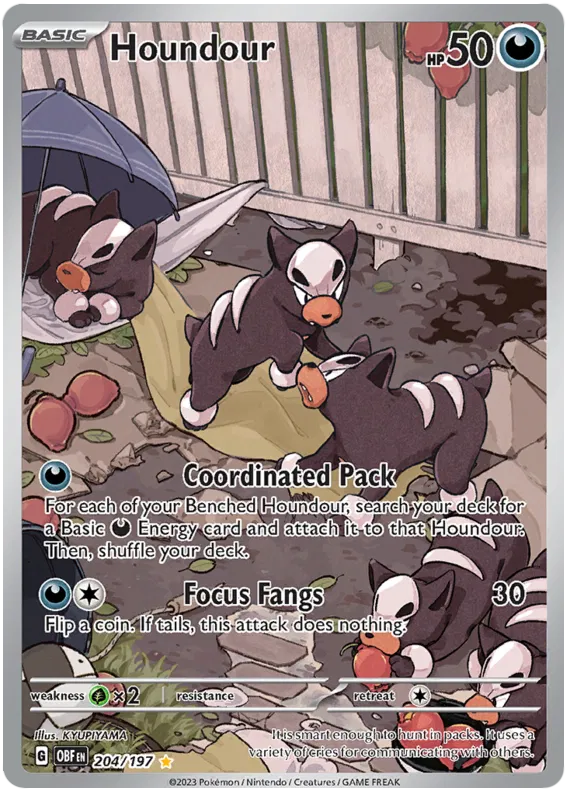 Houndour Illustration - Obsidian Flames