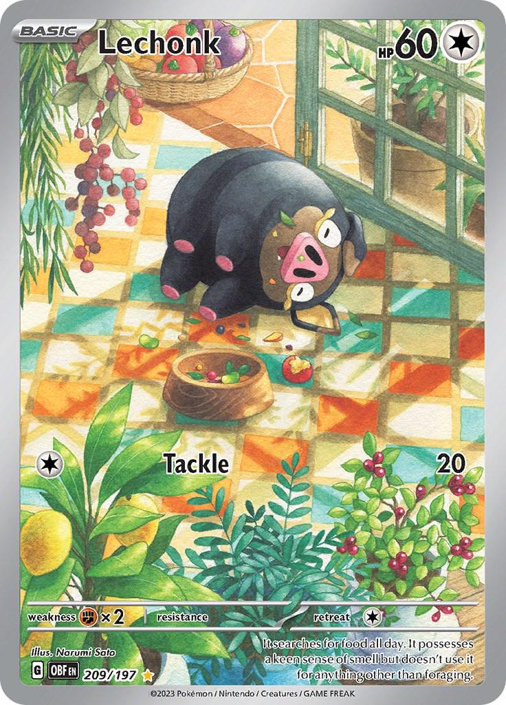 Lechonk Illustration - Obsidian Flames