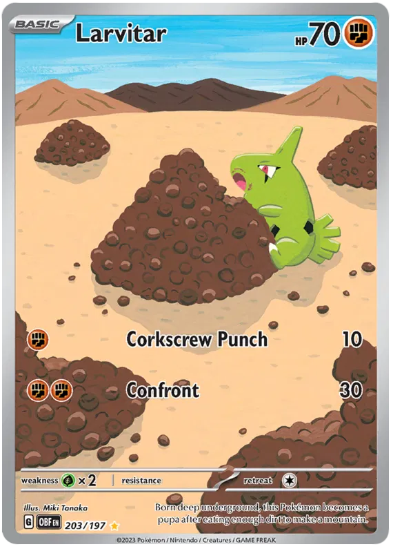 Larvitar Illustration - Obsidian Flames