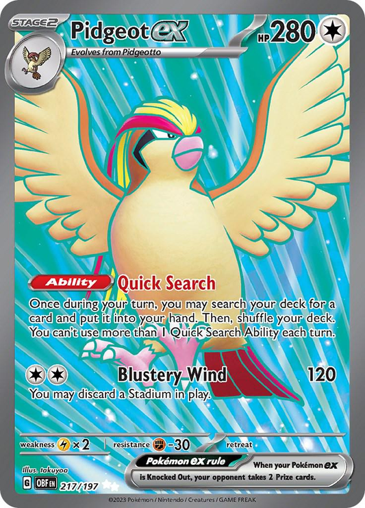 Pidgeot EX Full Art - Obsidian Flames