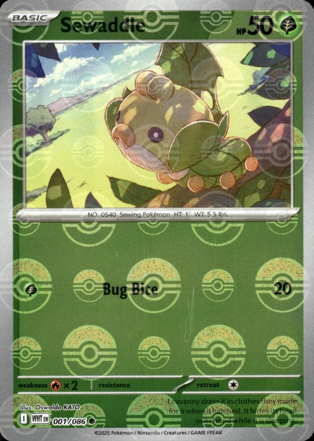 Sewaddle Poke Ball - White Flare